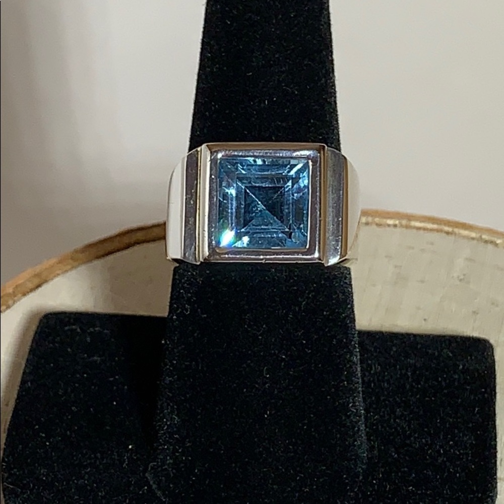 Baby blue gemstone set in sterling silver